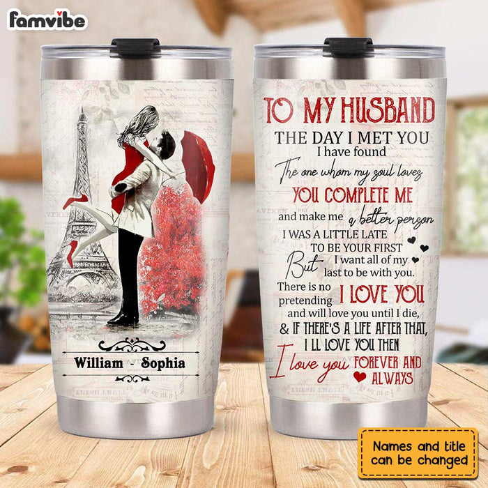 Personalized To My Husband Paris Tower Red Umbrella Steel Tumbler JL83 32O28 1