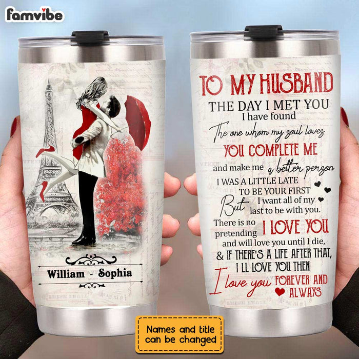 Personalized To My Husband Paris Tower Red Umbrella Steel Tumbler JL83 32O28 1