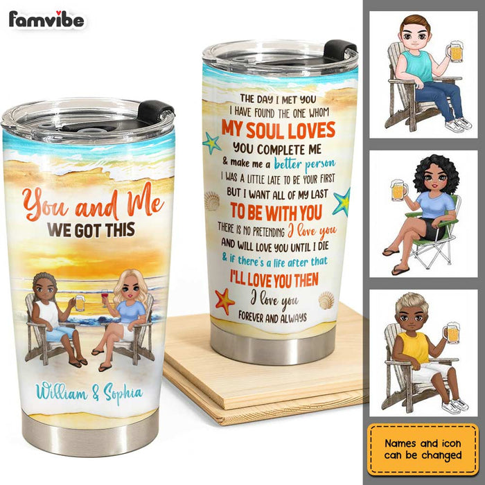 Personalized Couple Beach The Day We Met Steel Tumbler JL116 30O31 1
