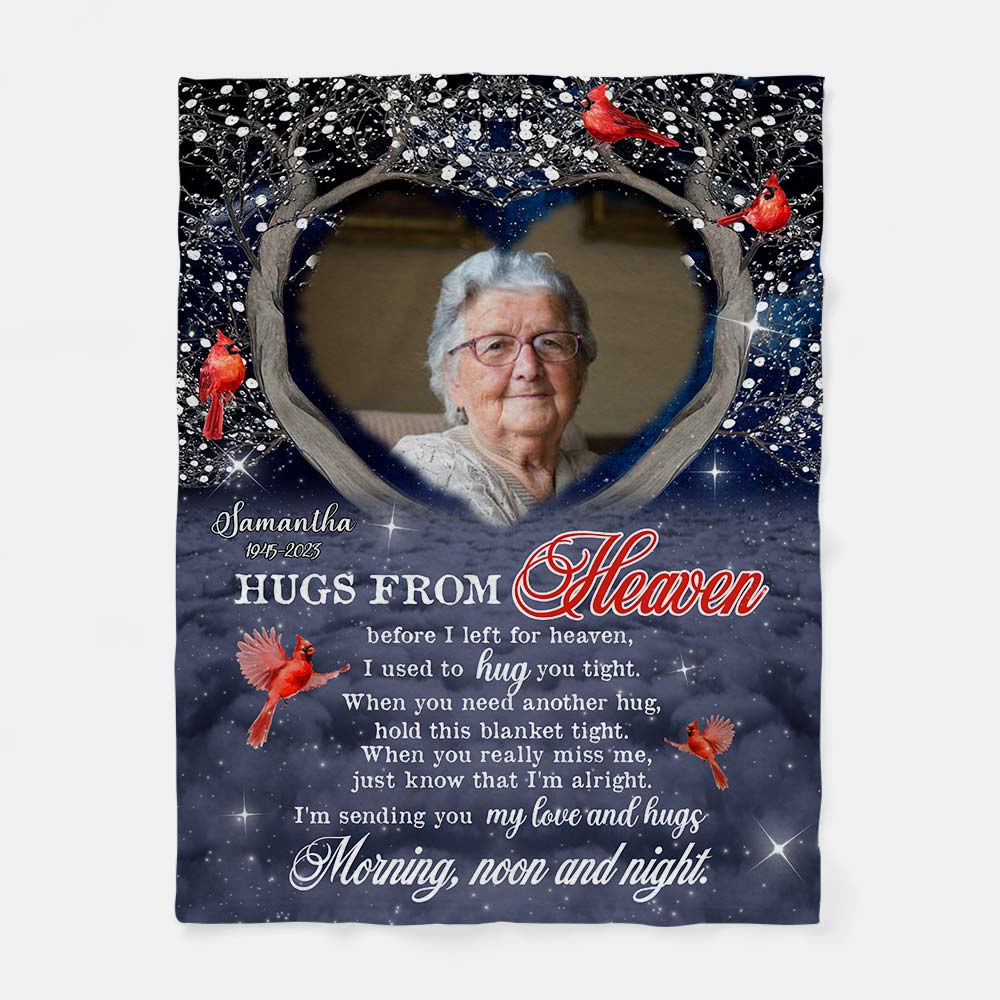 Personalized Memorial Cardinal Gift Hugs From Heaven Blanket 30062 Primary Mockup