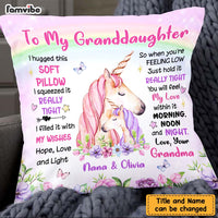 Personalized To Granddaughter From Grandma Unicorn Hug This Pillow 22690 thumb 1