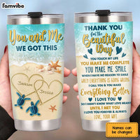 Personalized Couple Sea Turtle Steel Tumbler JL137 30O31 thumb 1