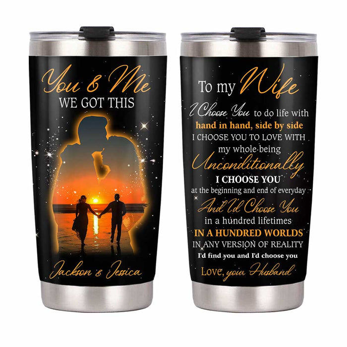 Personalized To My Wife Sunset Silhouette Steel Tumbler JL138 30O31 1