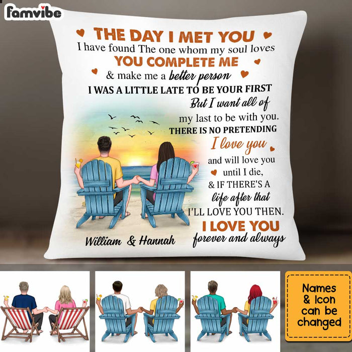 Personalized Beach Couple The Day We Met Pillow JL253 30O34 1