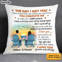 Personalized Beach Couple The Day We Met Pillow JL253 30O34 thumb 1