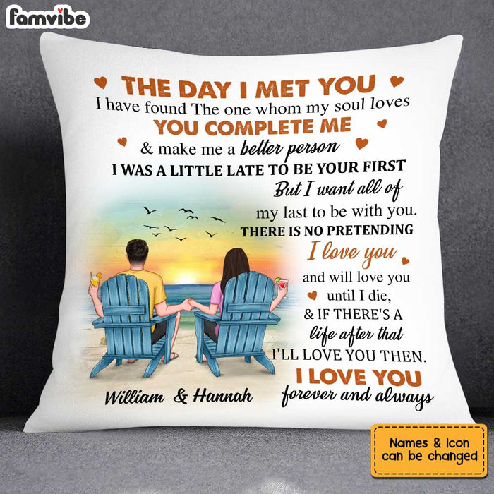 Personalized Beach Couple The Day We Met Pillow JL253 30O34 1