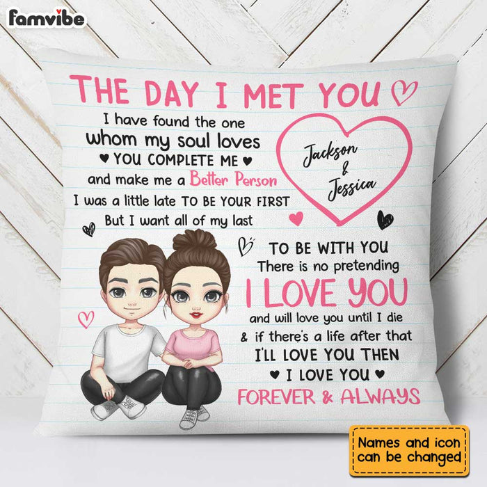 Personalized Couple The Day We Met Pillow JL268 30O31 1