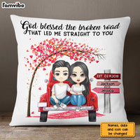 Personalized Couple Red Truck God Blessed The Broken Road Pillow AG22 32O31 thumb 1