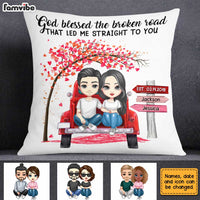 Personalized Couple Red Truck God Blessed The Broken Road Pillow AG22 32O31 thumb 1