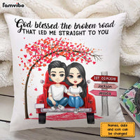 Personalized Couple Red Truck God Blessed The Broken Road Pillow AG22 32O31 thumb 1