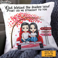 Personalized Couple Red Truck God Blessed The Broken Road Pillow AG22 32O31 thumb 1