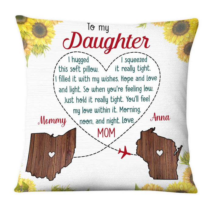 Personalized Long Distance Daughter Sunflower Pillow AG85 30O28 1