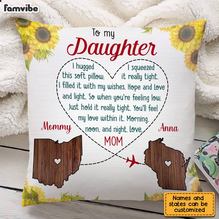 Personalized Long Distance Daughter Sunflower Pillow AG85 30O28 1