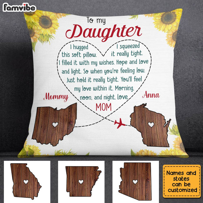 Personalized Long Distance Daughter Sunflower Pillow AG85 30O28 1