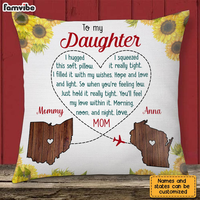 Personalized Long Distance Daughter Sunflower Pillow AG85 30O28 1