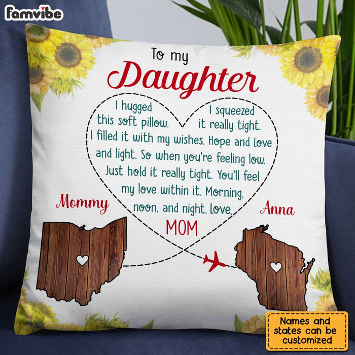 Personalized Long Distance Daughter Sunflower Pillow AG85 30O28 1
