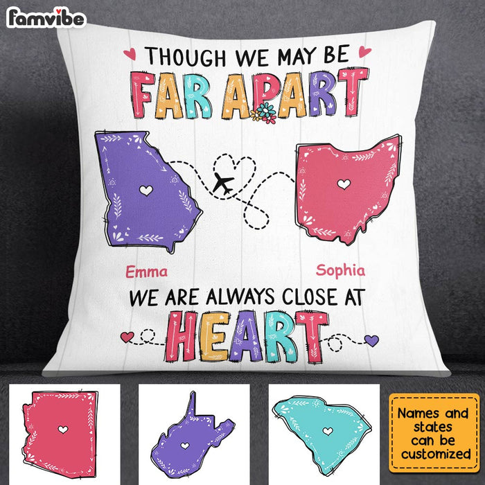 Personalized We Are Always Close At Heart Long Distance Pillow AG124 32O28 1