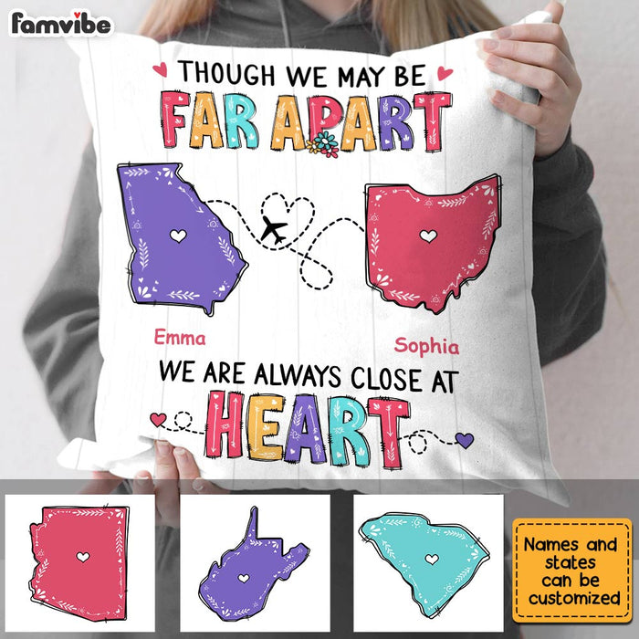 Personalized We Are Always Close At Heart Long Distance Pillow AG124 32O28 1