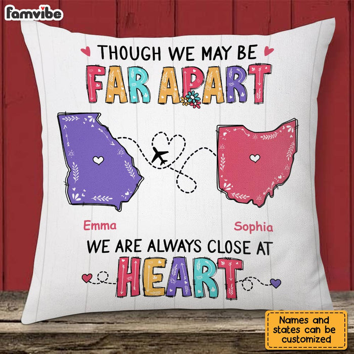 Personalized We Are Always Close At Heart Long Distance Pillow AG124 32O28 1