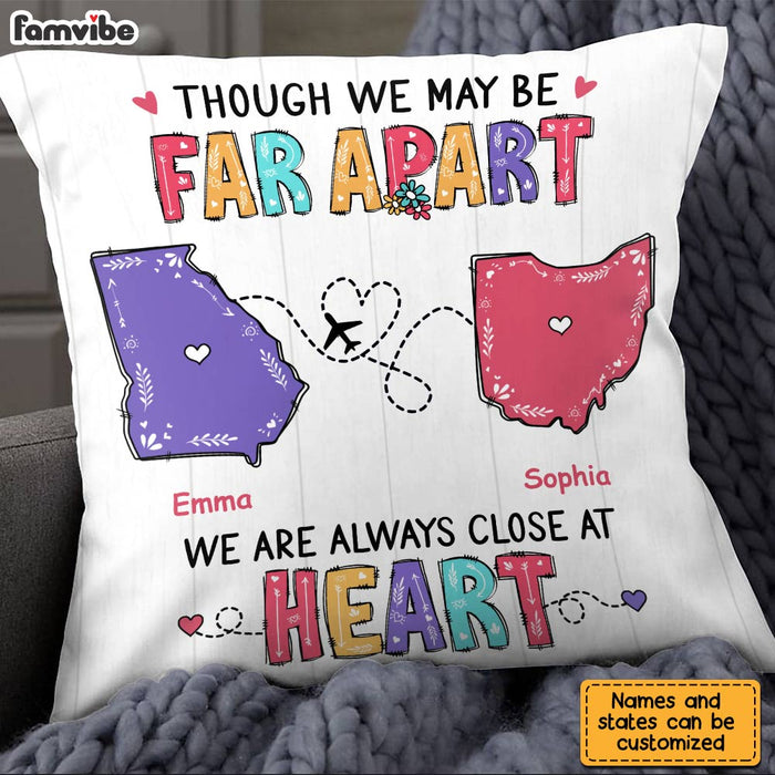 Personalized We Are Always Close At Heart Long Distance Pillow AG124 32O28 1