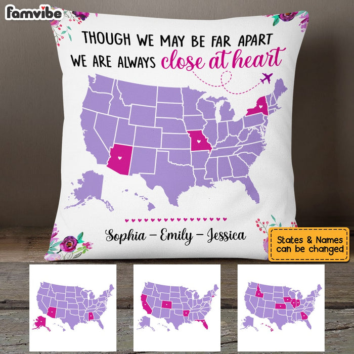 Personalized Long Distance Always Close At Heart Pillow AG132 32O53 1