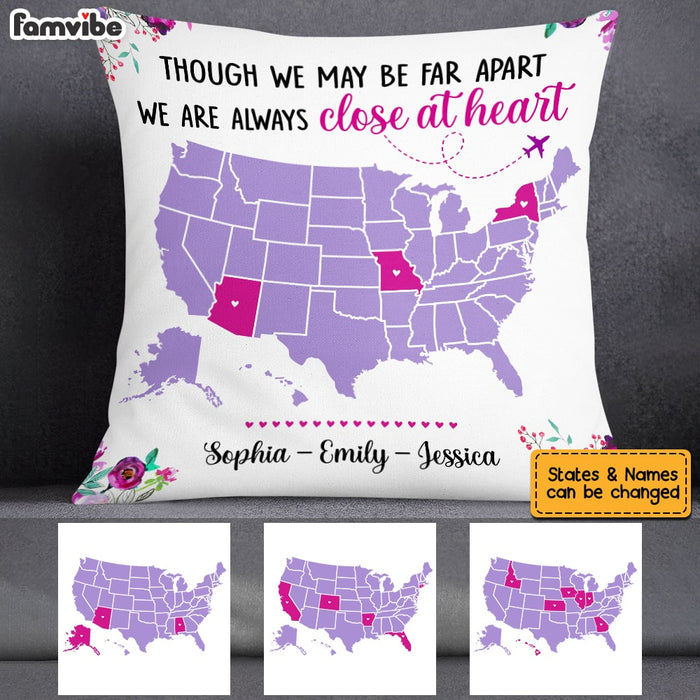 Personalized Long Distance Always Close At Heart Pillow AG132 32O53 1