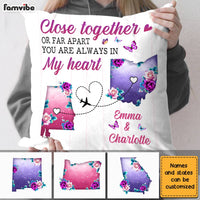 Personalized Close Together Or Far Apart Long Distance Pillow AG164 32O28 thumb 1