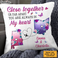 Personalized Close Together Or Far Apart Long Distance Pillow AG164 32O28 thumb 1
