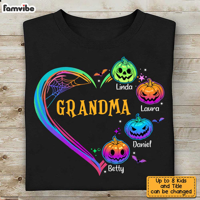 Personalized Grandma Heart Pumpkin Halloween T Shirt AG174 58O34 1