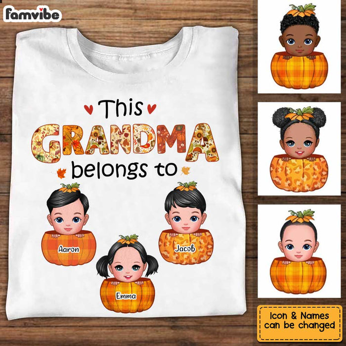 Personalized Fall This Grandma Belongs To Pumpkin T Shirt AG183 32O34 1