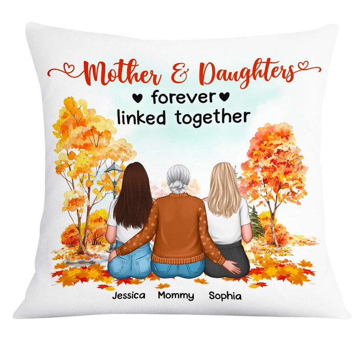 Personalized Fall Mom Daughter Linked Together Pillow AG194 30O31 1