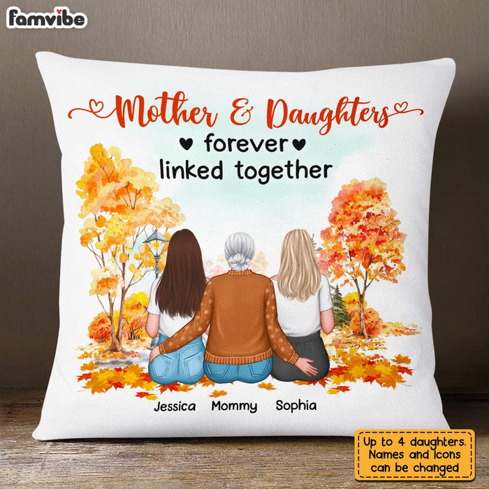 Personalized Fall Mom Daughter Linked Together Pillow AG194 30O31 1