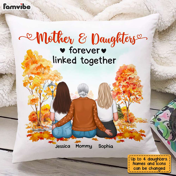 Personalized Fall Mom Daughter Linked Together Pillow AG194 30O31 1