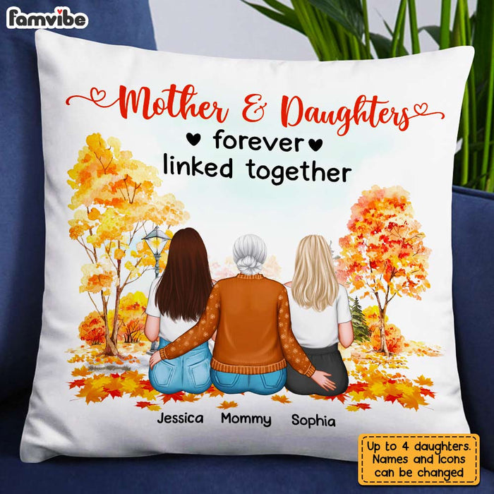 Personalized Fall Mom Daughter Linked Together Pillow AG194 30O31 1