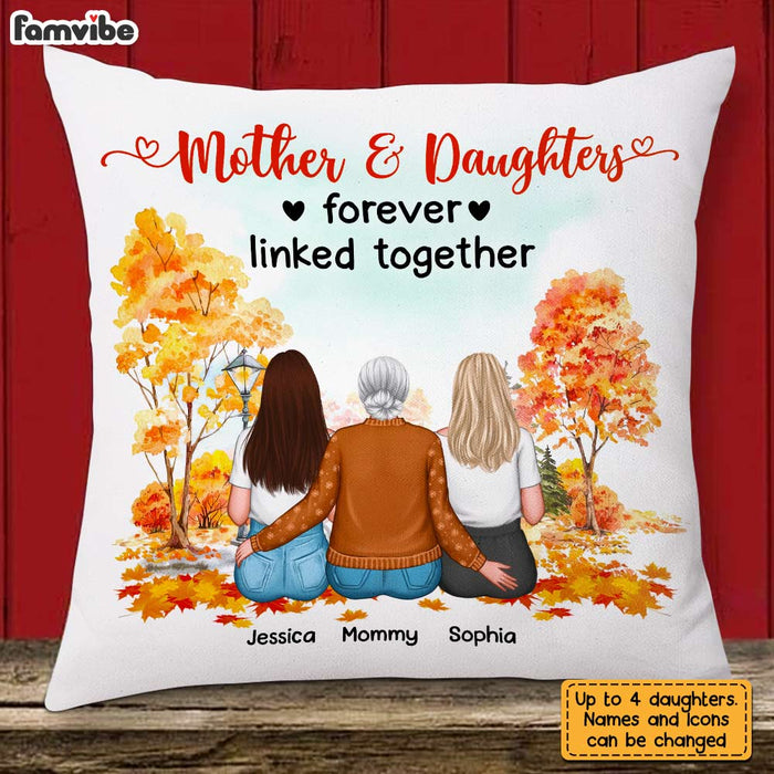 Personalized Fall Mom Daughter Linked Together Pillow AG194 30O31 1