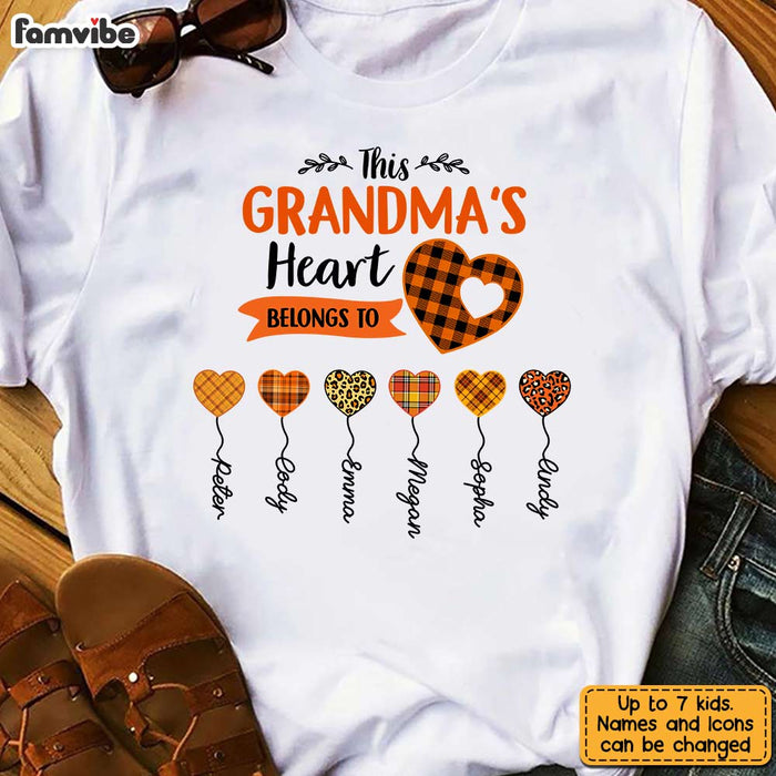 Personalized Fall Grandma's Heart Belongs To T Shirt AG214 32O31 1