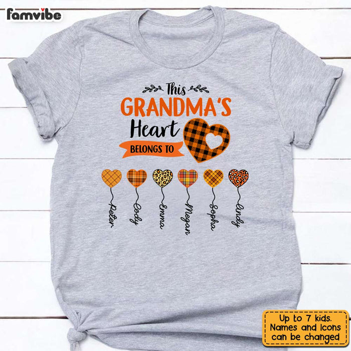 Personalized Fall Grandma's Heart Belongs To T Shirt AG214 32O31 1