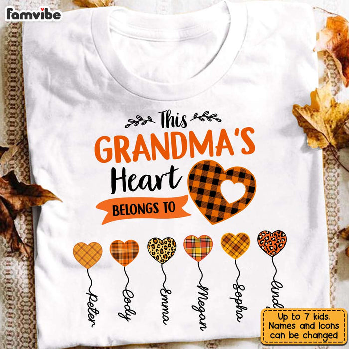 Personalized Fall Grandma's Heart Belongs To T Shirt AG214 32O31 1