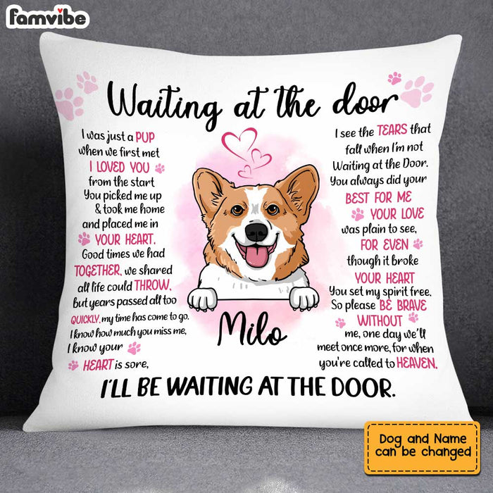 Personalized Waiting  At The Door Dog Memo Pillow AG201 58O34 1
