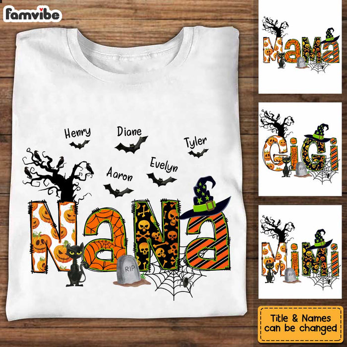 Personalized Halloween Custom Kids Names Grandma Tittle T Shirt AG234 58O34 1