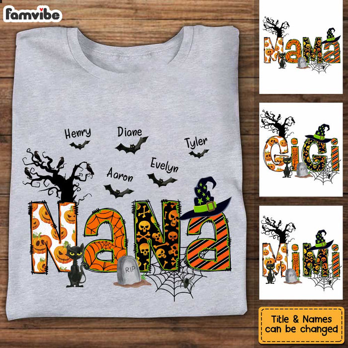 Personalized Halloween Custom Kids Names Grandma Tittle T Shirt AG234 58O34 1