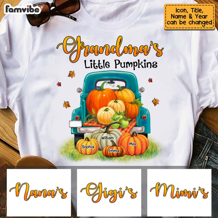 Personalized Grandma Little Pumpkins Fall Truck T Shirt AG274 30O53 1