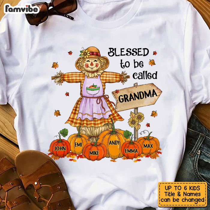 Personalized Fall Pumpkin Blessed To Be Called Grandma T Shirt AG236 23O53 1