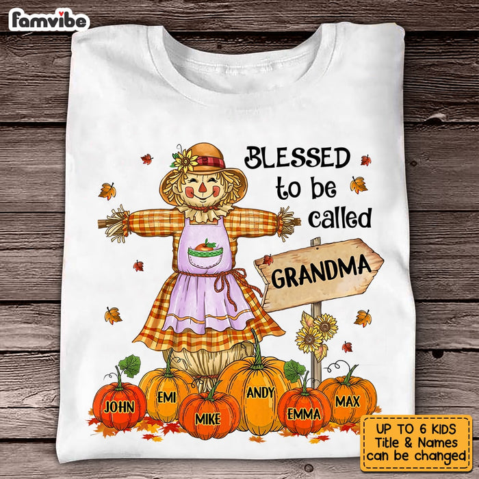 Personalized Fall Pumpkin Blessed To Be Called Grandma T Shirt AG236 23O53 1