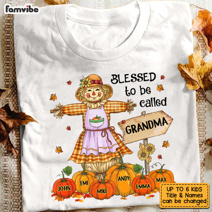 Personalized Fall Pumpkin Blessed To Be Called Grandma T Shirt AG236 23O53 1