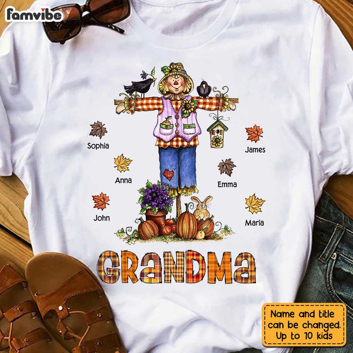 Personalized Fall Grandma Scarecrow T Shirt AG243 23O28 1