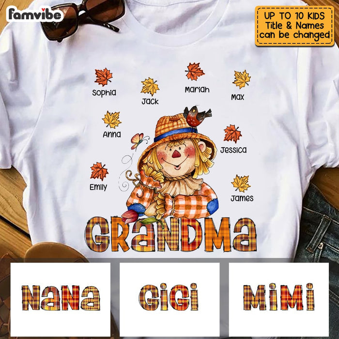 Personalized Hello Fall Grandma Scarecrow T Shirt AG252 58O53 1