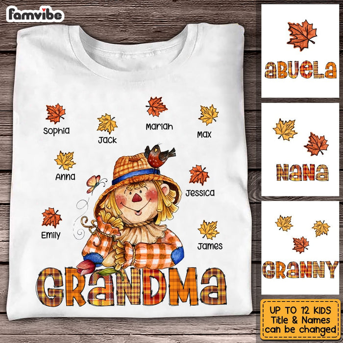 Personalized Hello Fall Grandma Scarecrow T Shirt AG252 58O53 1
