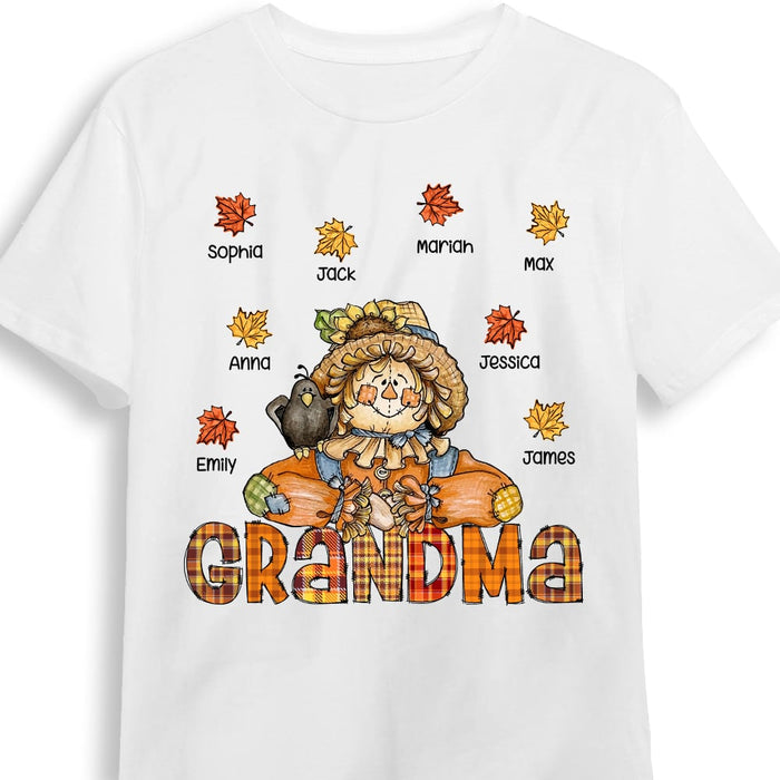 Personalized Hello Fall Thankful Grandma Scarecrow T Shirt AG2410 58O53 1