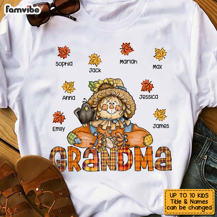 Personalized Hello Fall Thankful Grandma Scarecrow T Shirt AG2410 58O53 1